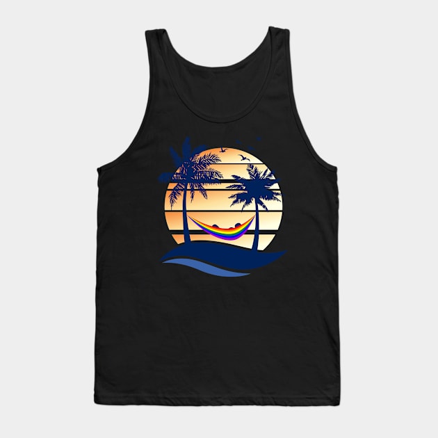 LGBTQ Pride Hammock Summer Beach Sunset Tank Top by wheedesign